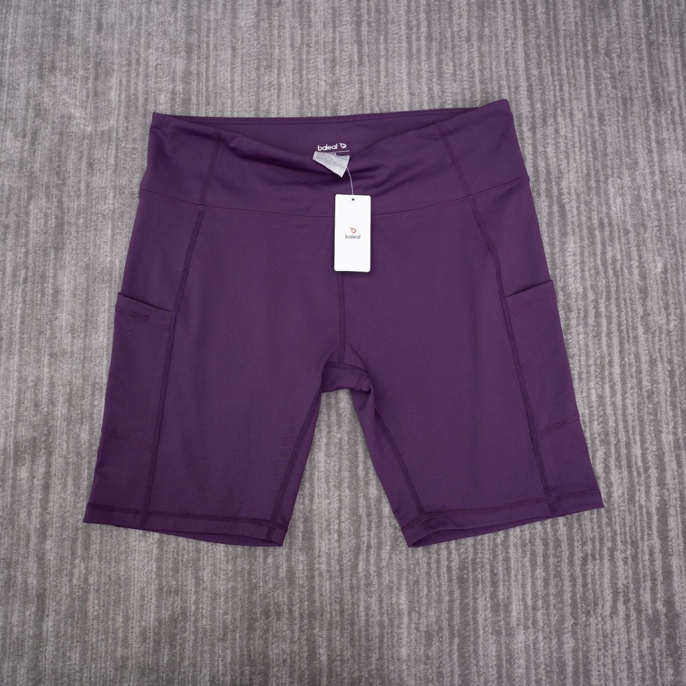 Baleaf Biker Shorts Women 2XL Purple NEW High Waist Side Pockets Athletic Yoga
